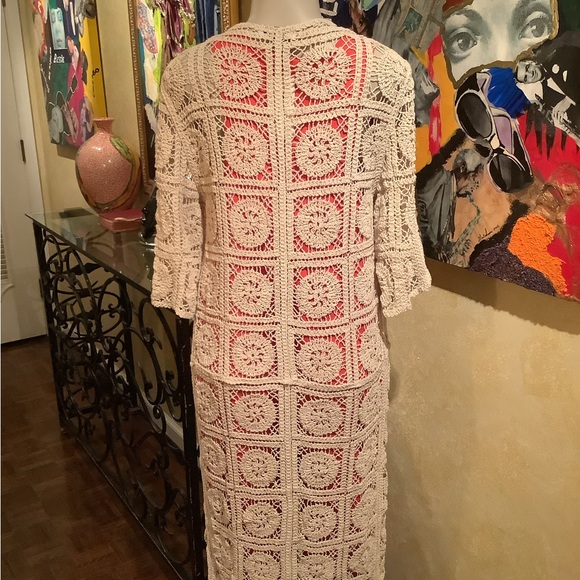 Tie front crochet maxi cardigan. - Picture 2 of 6